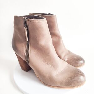 Nordstrom Ankle Boots Booties Size 6 Tan Burnished Leather Block Heel Boho Boho